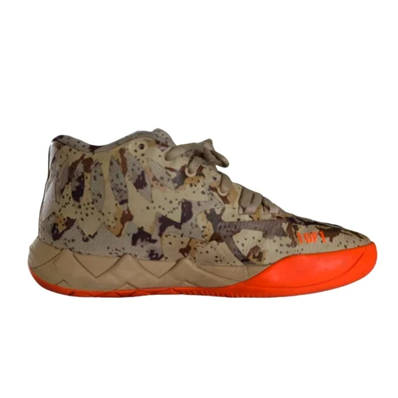 PUMA LaMELO Ball MB.01 Digital Camo Khaki Orange Big kid 5.5 Shoes - Picture 2 of 11